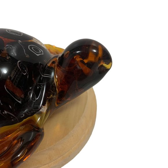 Art Glass Amber Brown Millefiori Large Turtle Figurine Paperweight Heavy - Picture 6 of 12